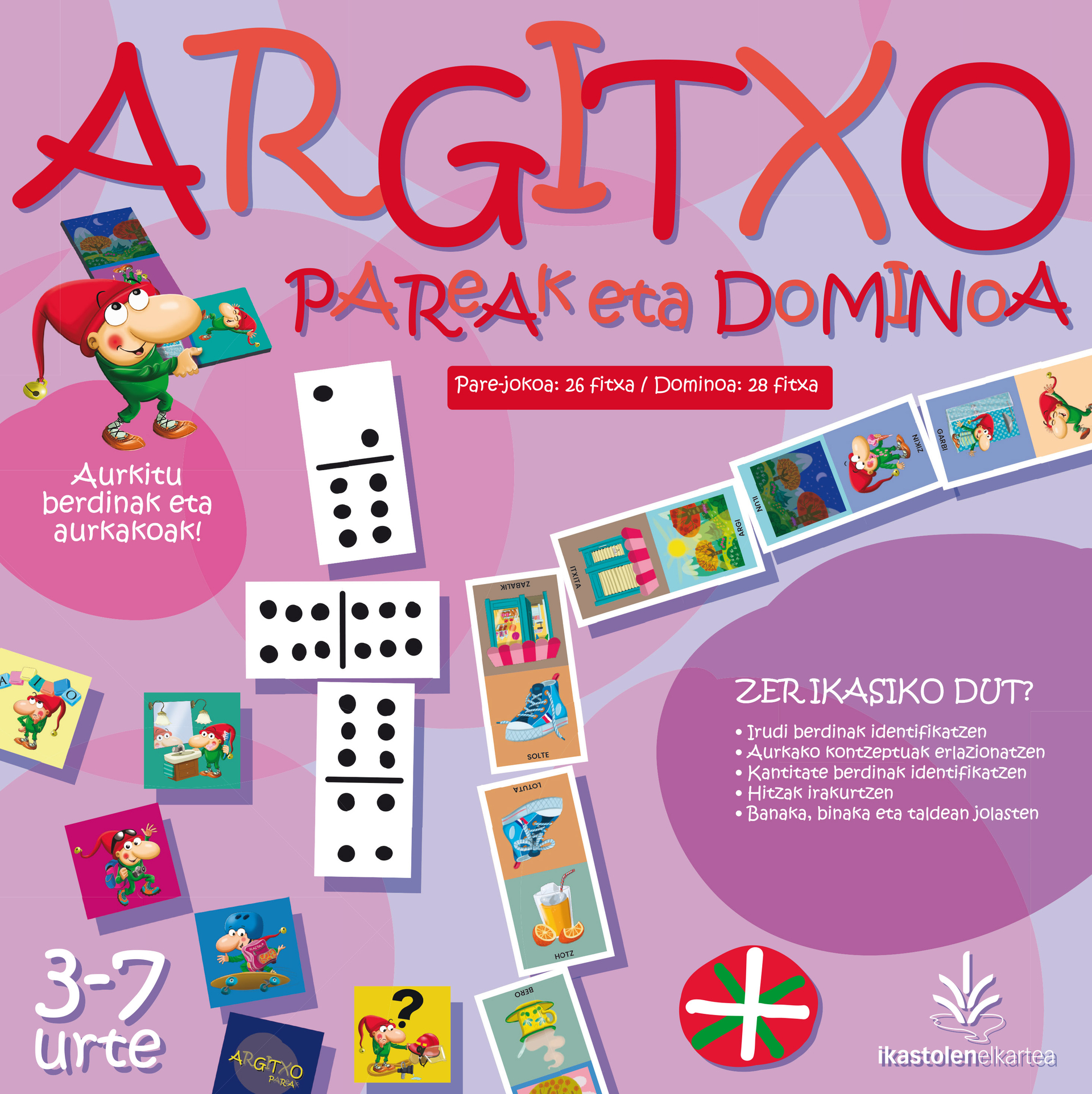 Argitxo pareak eta dominoak jolasaren azala