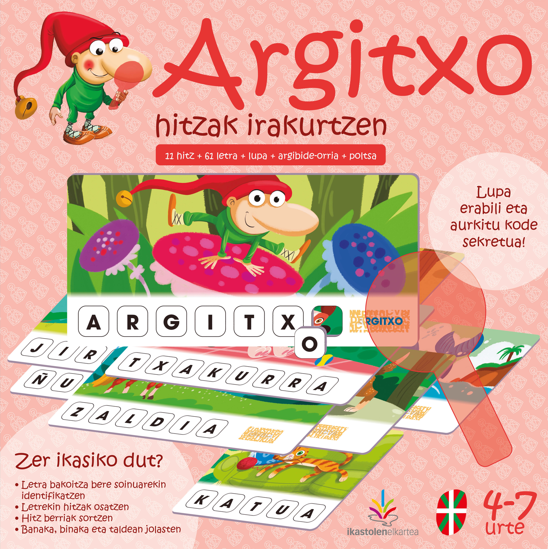 Argitxo hitzak irakurtzen jolasaren azala